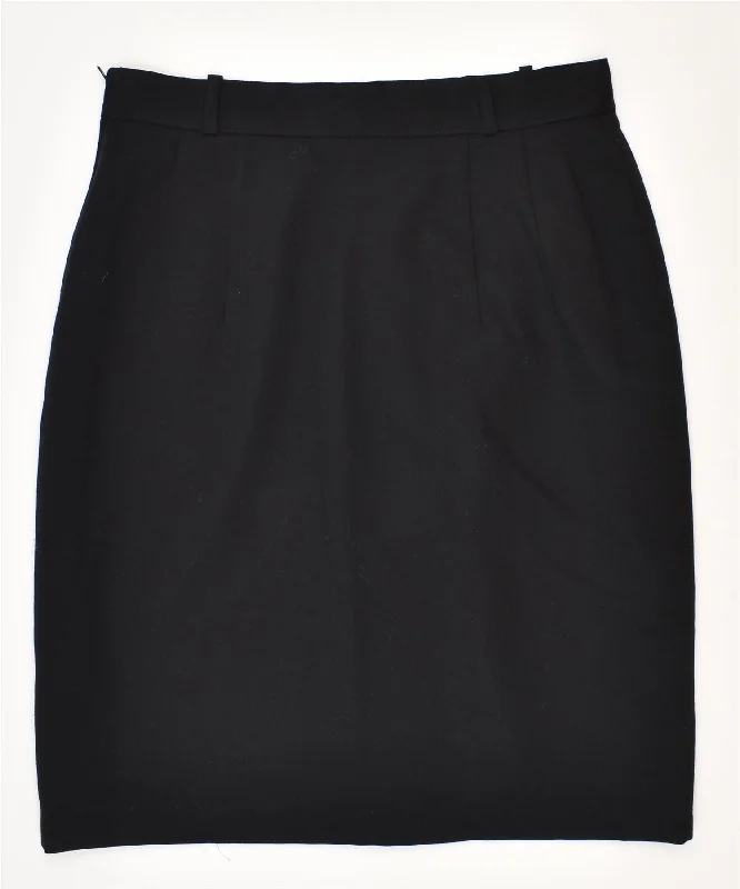 BIANCA Womens A-Line Skirt IT 42 Medium W30 Black Polyester Vintage linen skirt airy