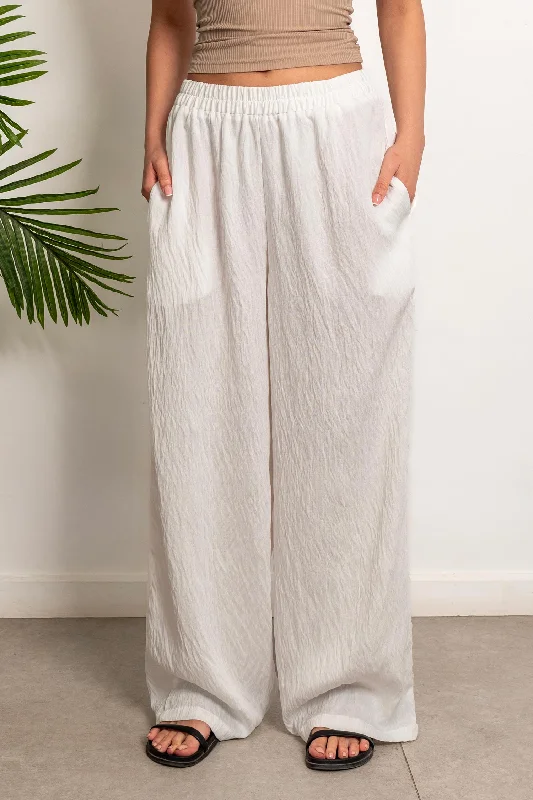 Boho White Linen Pants - Aida Soft Sweatpants Style