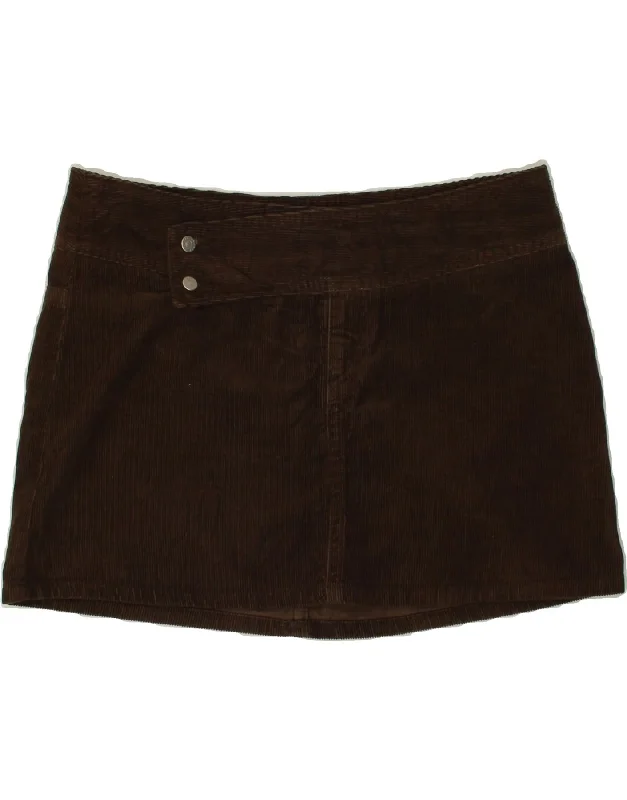 SISLEY Womens Corduroy Skirt W34 Large Brown cashmere skirt fine