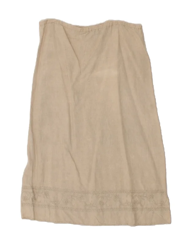 EDDIE BAUER Womens Straight Skirt Medium W36 Off White Floral Linen wool skirt breathable
