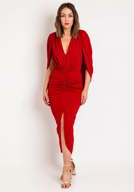 Kevan Jon Cho Cape Backlesss Dress, Red Tunics Chinos classic