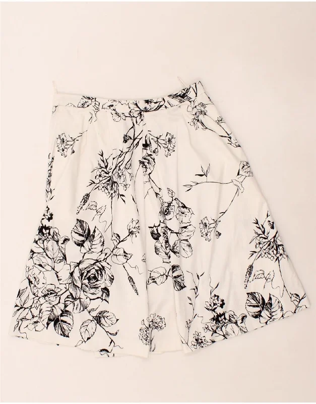 MAX MARA Womens A-Line Skirt UK 10 Small W27  White Floral Cotton corduroy skirt textured