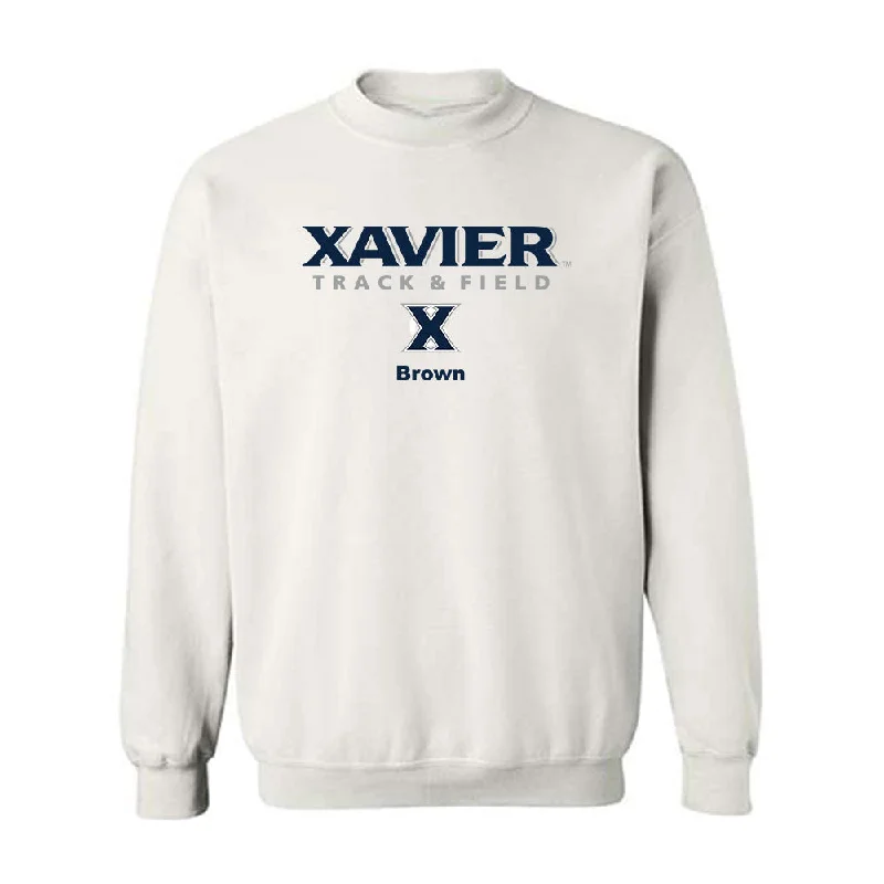 Xavier - NCAA Women's Track & Field : Rania Brown - Classic Shersey Crewneck Sweatshirt Hoodie with Tied Waist Feminine Flattering
