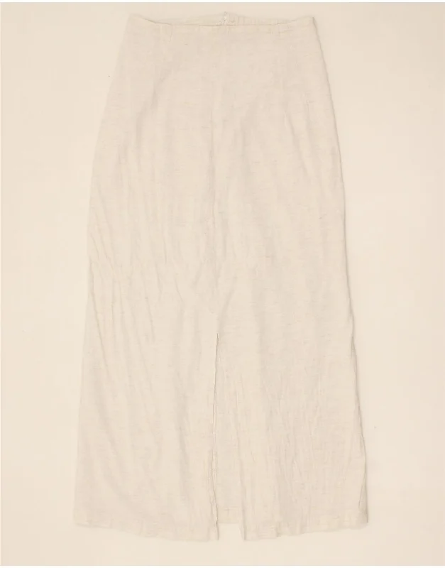 VINTAGE Womens Maxi Skirt W32 Large White linen skirt relaxed