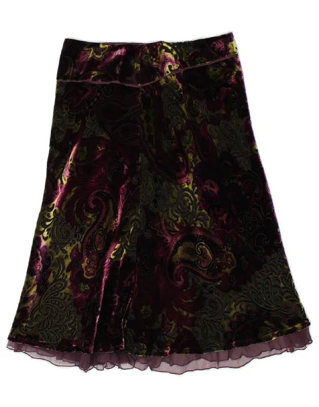 VINTAGE Womens Velour A-Line Skirt W30 Medium Purple Floral denim skirt classic