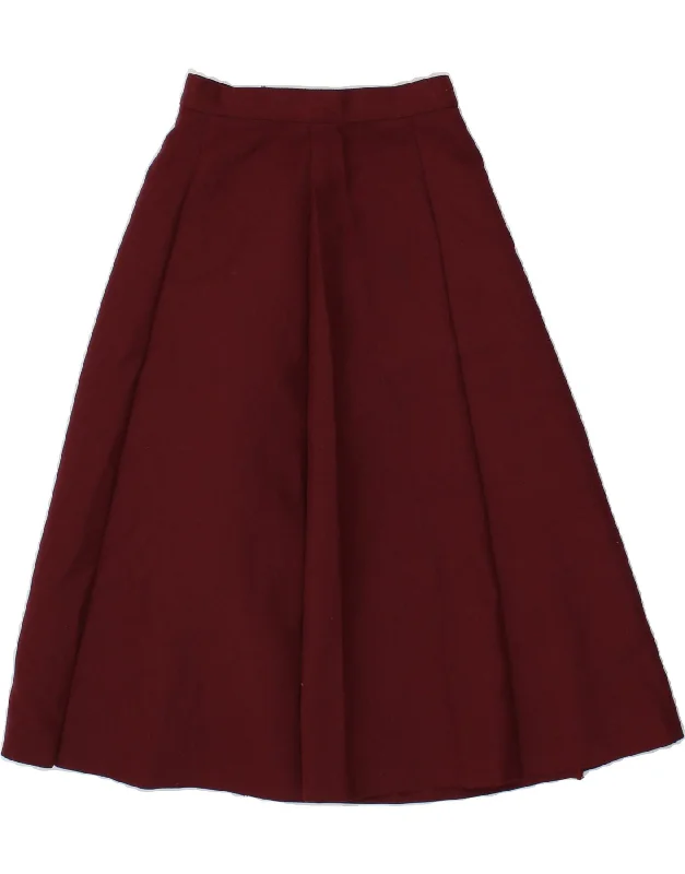 MAX PIERRE Womens High Waist A-Line Skirt UK 10 Small W22  Burgundy mini skirt trendy