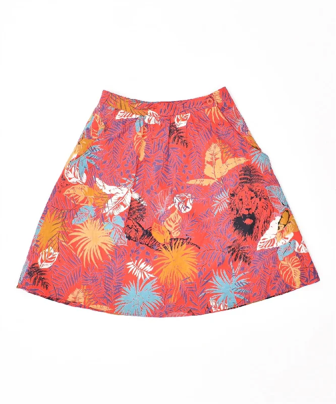 MADIE'S Womens High Waist A-Line Skirt EU 34 XS W22 Red Cotton Hawaiian mini skirt trendy