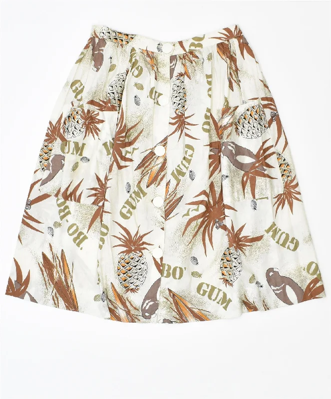 VINTAGE Womens A-Line Skirt Small W28 White Hawaiian silk skirt sleek