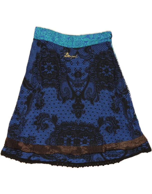 DESIGUAL Womens A-Line Skirt Medium W28 Blue Paisley velvet skirt plush