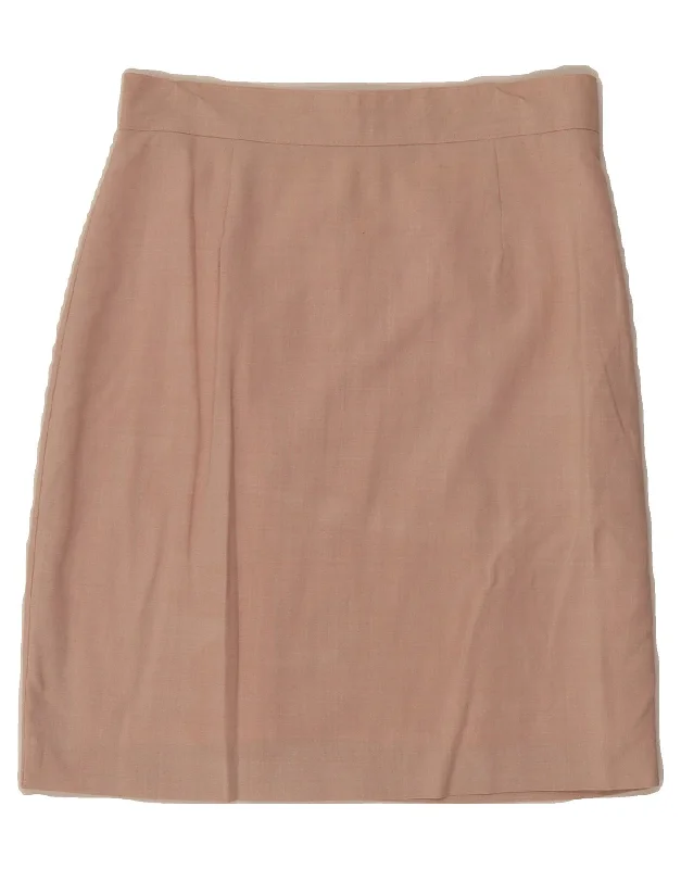 BENETTON Womens Straight Skirt IT 44 Medium W28 Pink Wool velvet skirt glossy