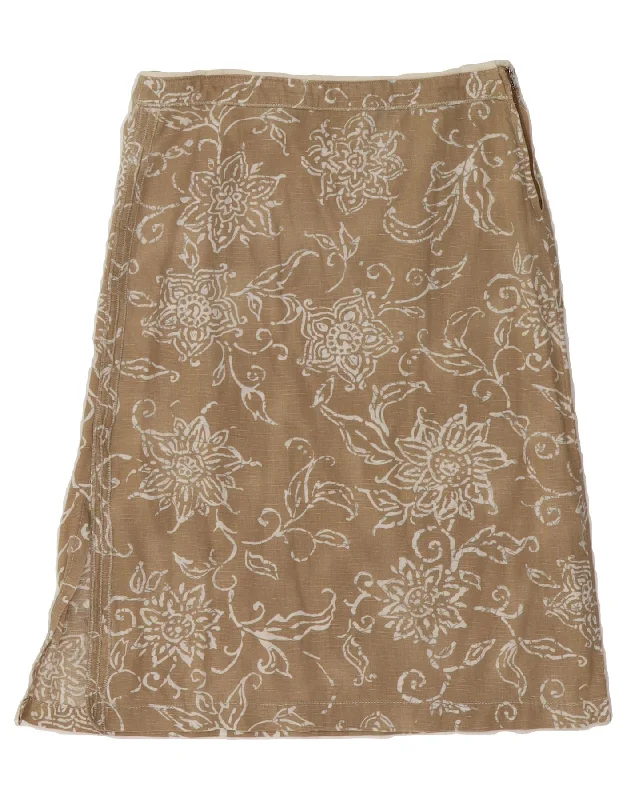 MURPHY & NYE Womens A-Line Skirt W29 Medium Beige Floral button skirt front