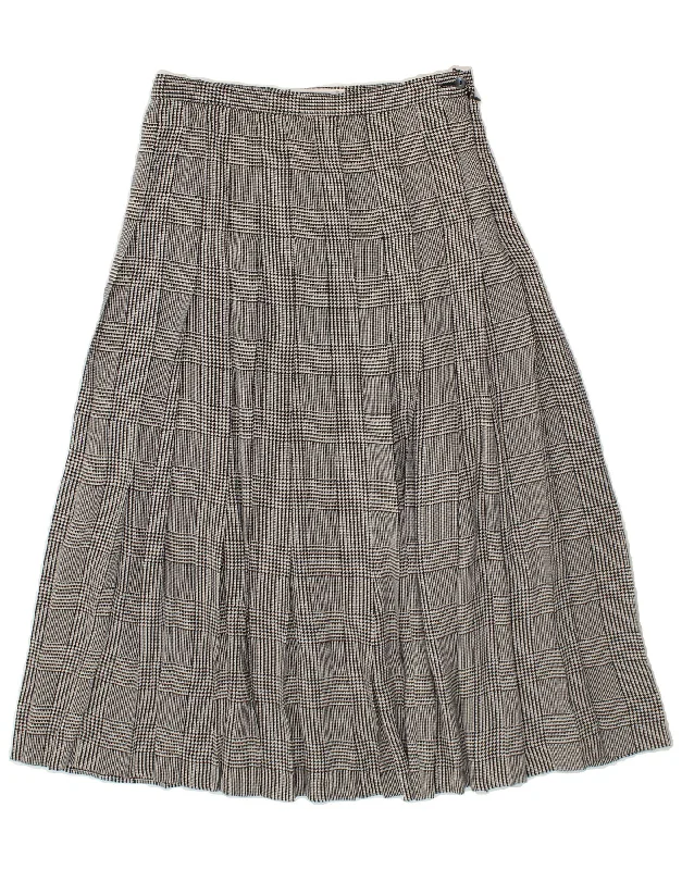 VINTAGE Womens A-Line Skirt IT 44 Medium W30  Grey Check Silk corduroy skirt durable