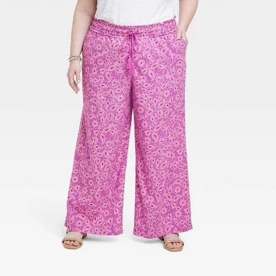 Knox Rose Women's Regular Relaxed Fit Full Wide Leg Pants Lightweight Stylish Paperbag Waist Pants