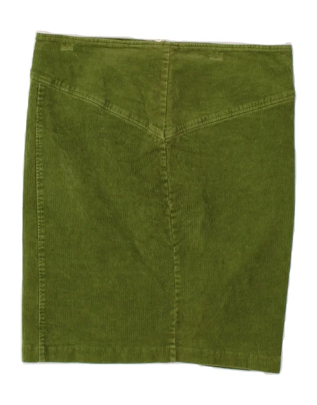 BENETTON Womens Corduroy Skirt IT 44 Medium W30 Green Cotton maxi skirt elegant