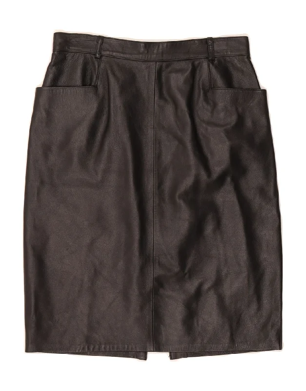 BUBI ZAGARA Womens Leather Skirt W26 Small Black Leather leather skirt sleek