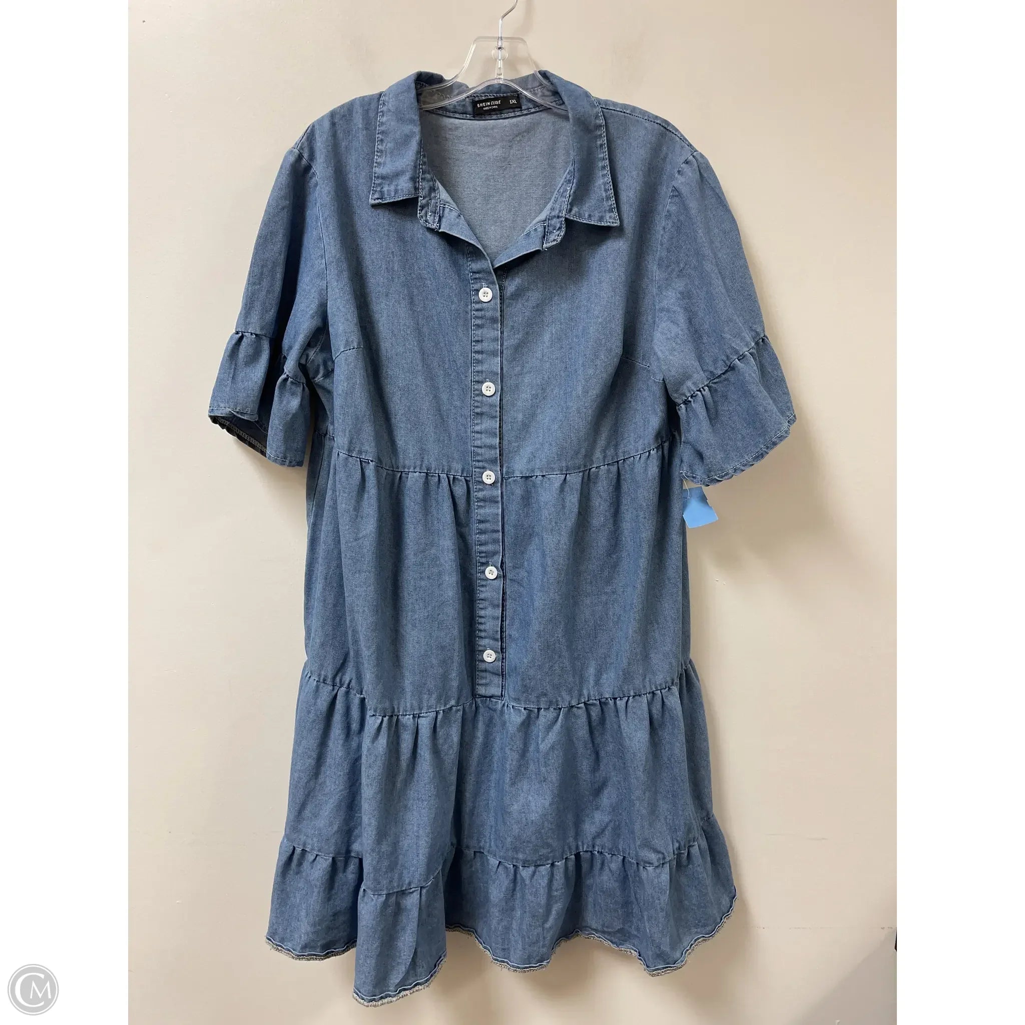 Dress Casual Midi By Shein In Blue Denim, Size: 1x Tunics Fleece cozy