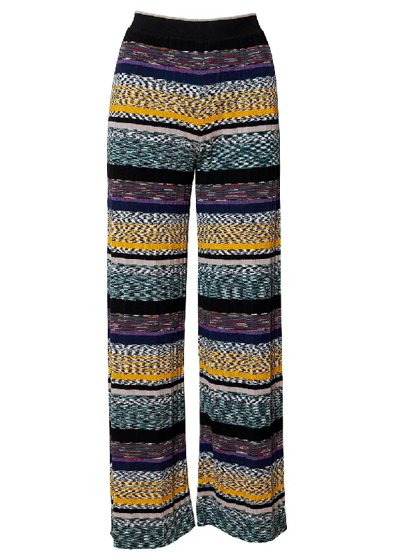 Green & Yellow Knitted Pants Comfy Athletic Pants