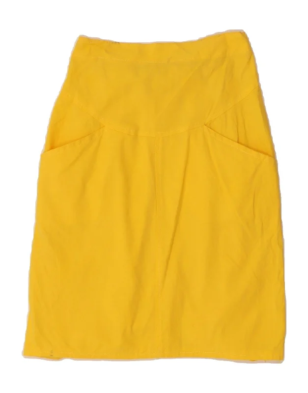 VINTAGE Womens A-Line Skirt W24 XS Yellow wool skirt sturdy