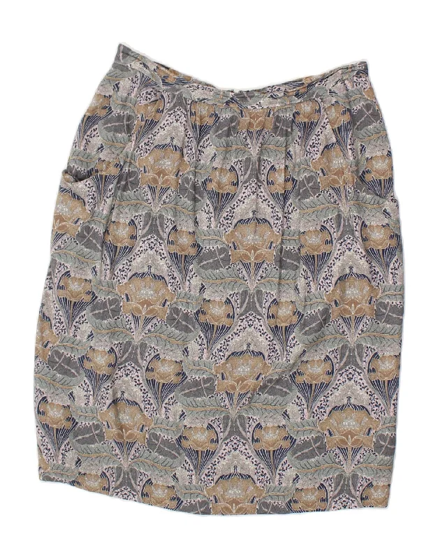 LAURA ASHLEY Womens Straight Skirt UK 12 Medium W30 Grey Floral Viscose cashmere skirt soft