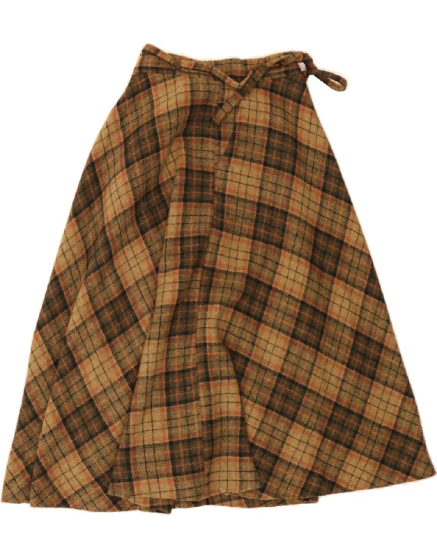 VINTAGE Womens A-Line Skirt W26 Small Brown Plaid tulle skirt dreamy