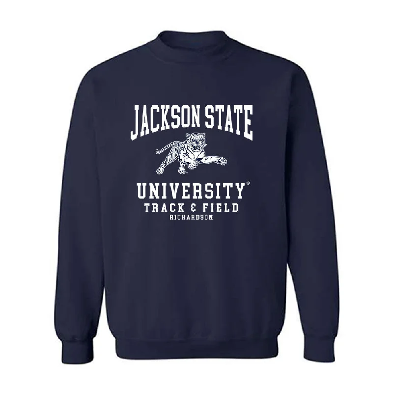Jackson State - NCAA Women's Track & Field : Artajia Richardson - Crewneck Sweatshirt Cotton Hoodie Fleece Lining Warmth