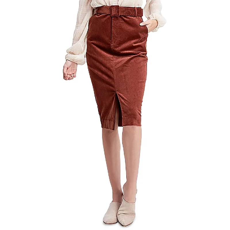 En Saison Womens Courderoy Pencil A-Line Skirt wool skirt breathable