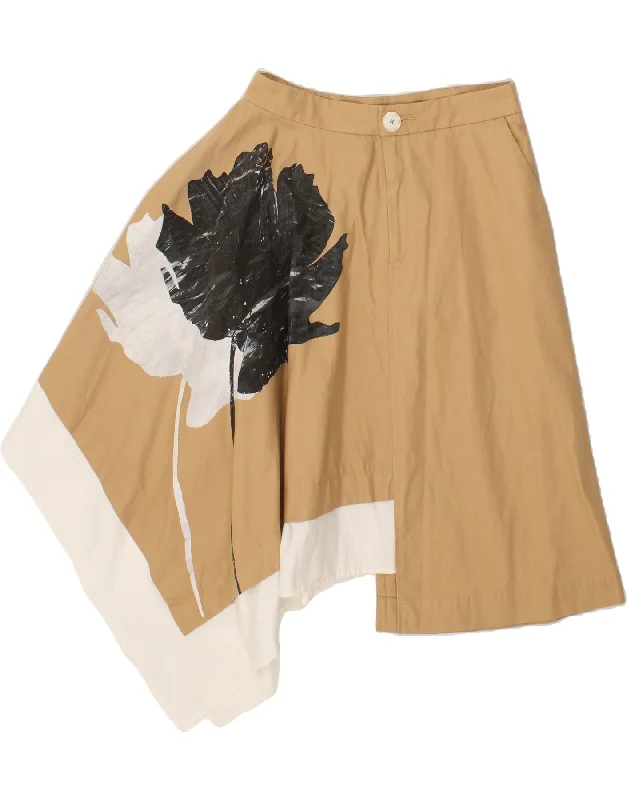 BENETTON Womens Asymmetrical Skirt UK 12 Medium W30 Beige Colourblock tiered skirt playful