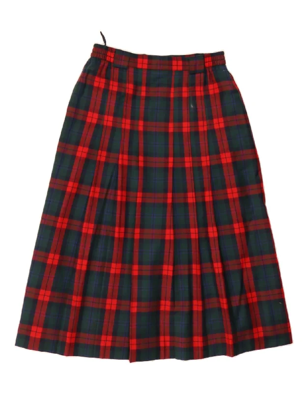 VINTAGE Womens A-Line Skirt UK 14 Medium W30  Red Check Acetate lace skirt intricate