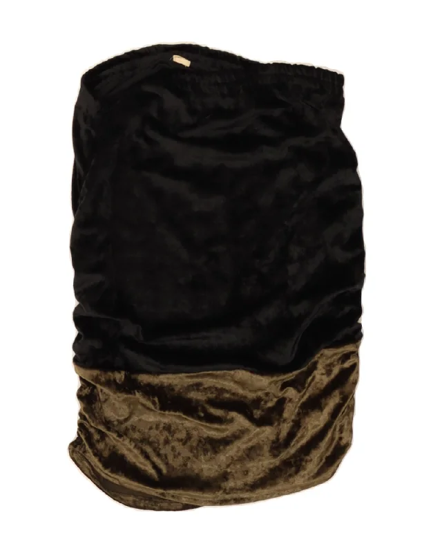 VINTAGE Womens Velvet Straight Skirt IT 44 Medium W30  Black Colourblock patchwork skirt art