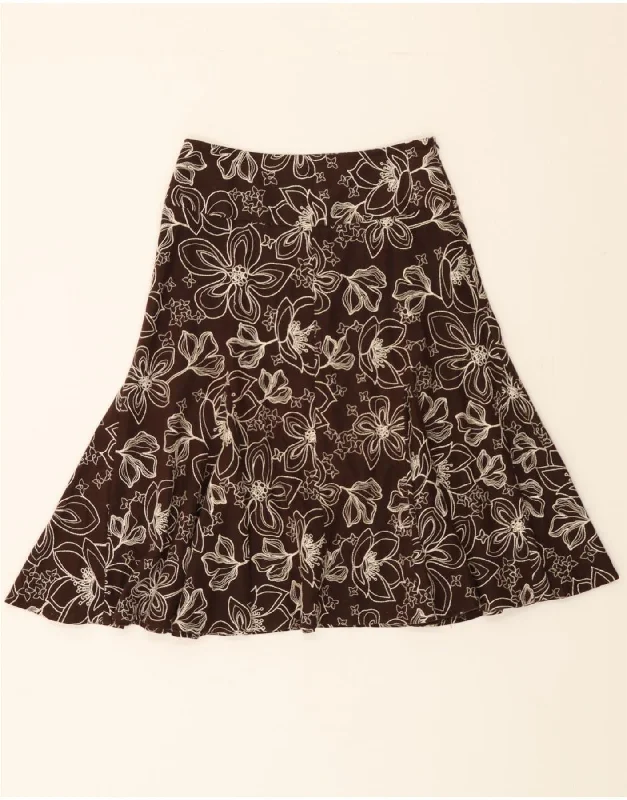 HOBBS Womens A-Line Skirt UK 8 Small W26 Brown Floral Viscose maxi skirt elegant