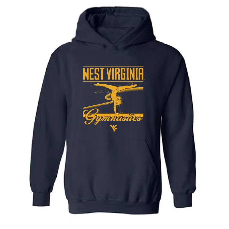 West Virginia - NCAA Women's Gymnastics : Emma Wehry - Sports Shersey Hooded Sweatshirt Hoodie with Raw Hem Edgy Unfinished