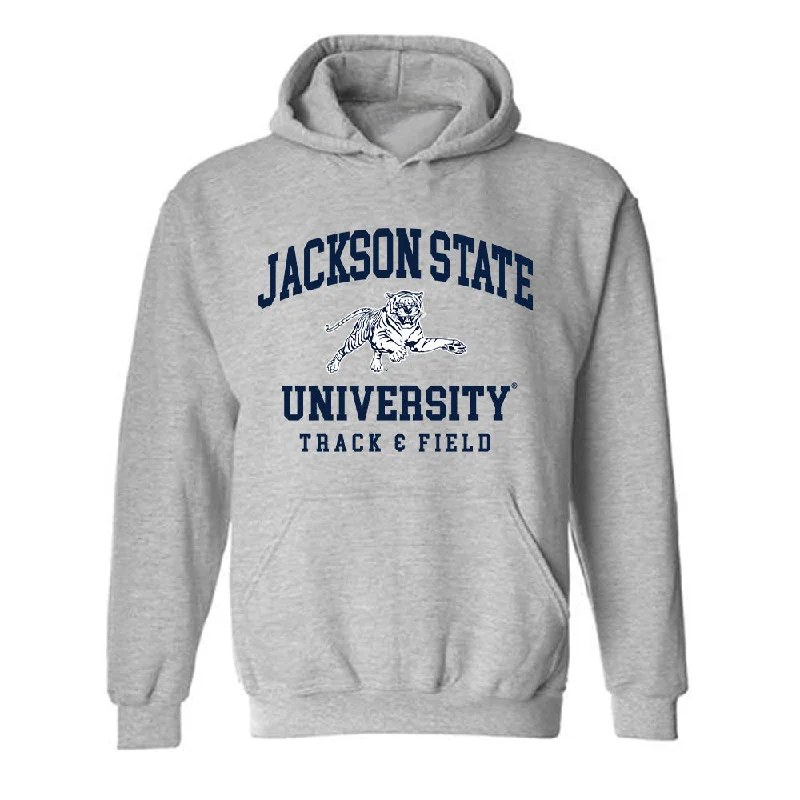 Jackson State - NCAA Women's Track & Field : Artajia Richardson - Hooded Sweatshirt Hoodie with Button Classic Timeless