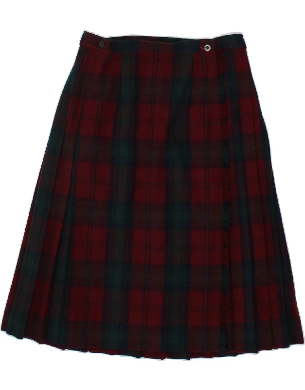 DEERSTALKER Womens Wrap Skirt W30 Medium Burgundy Colourblock New Wool wool skirt thick