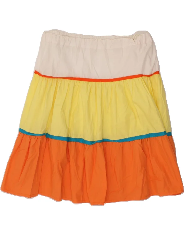 VINTAGE Womens A-Line Skirt IT 46 Large W34 Multicoloured Colourblock denim skirt casual