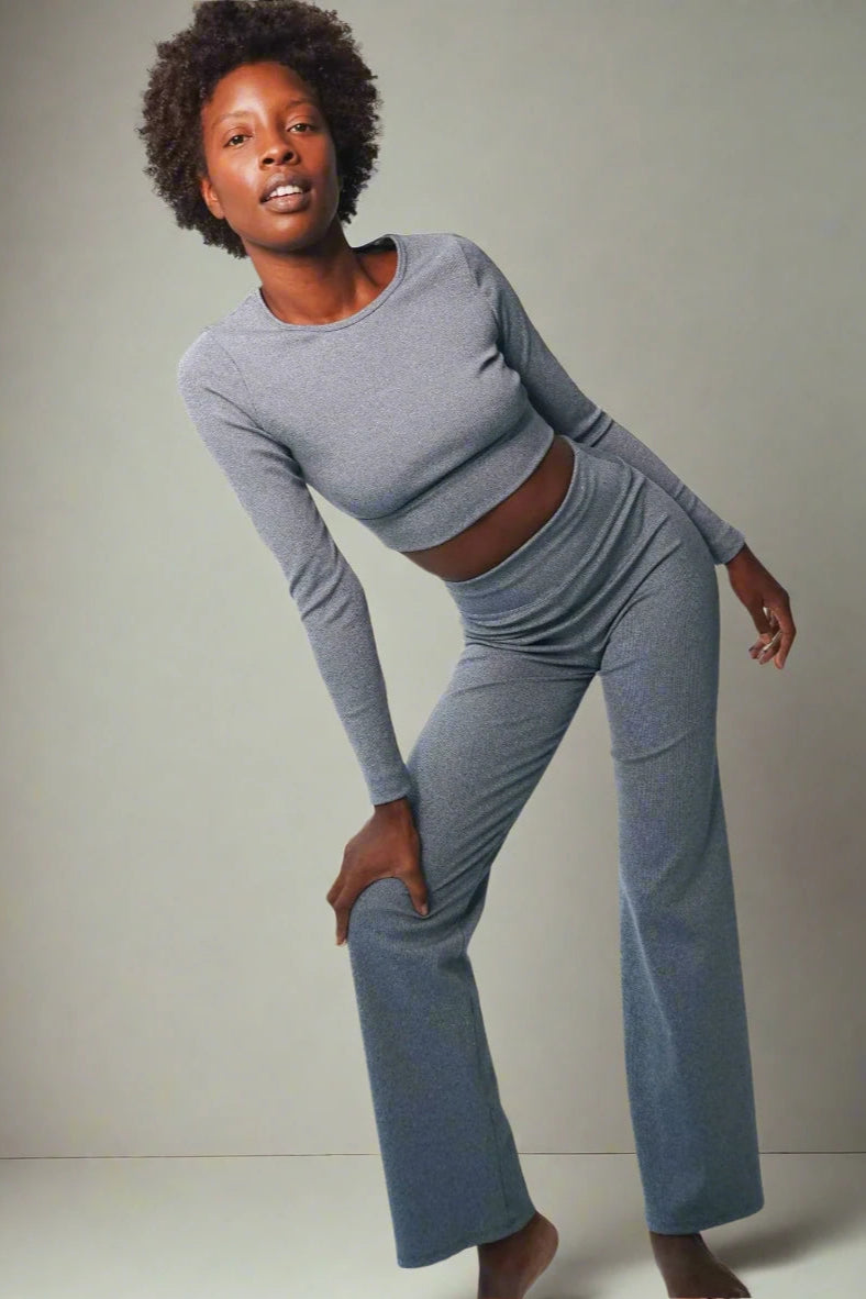 Electric & Rose Ella Ribbed Lounge Pants Elegant Wool Trousers