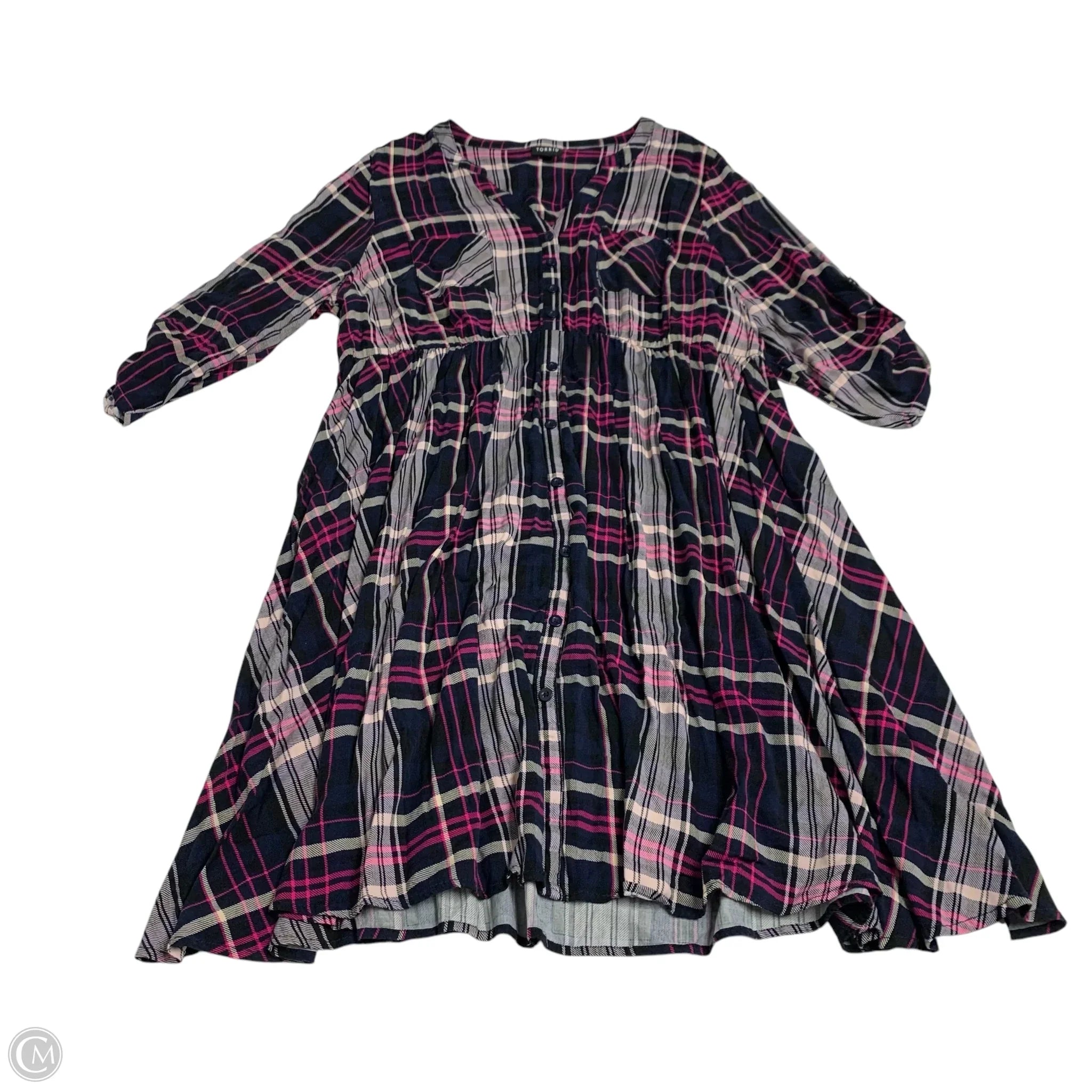 Dress Casual Midi By Torrid In Blue & Purple, Size: 1x Tunics Trendy modern