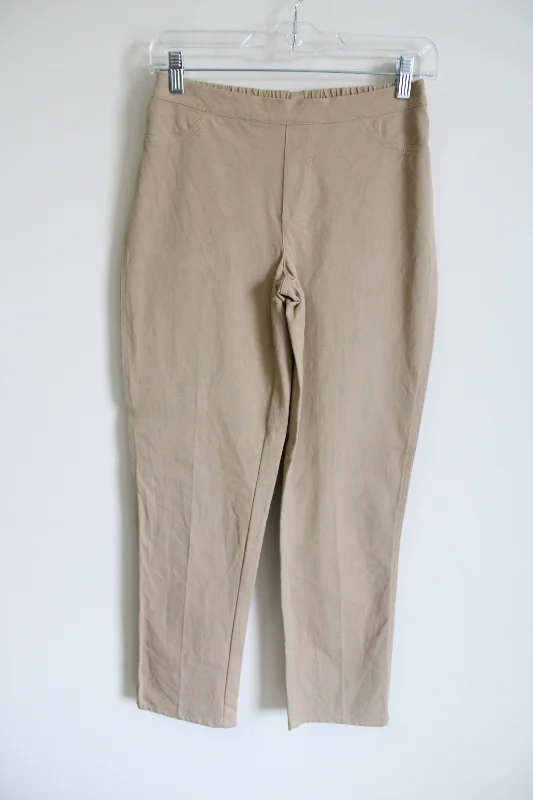 Isaac Mizrahi Live! Tan Stretch Pant | 4 Petite Classic Straight Pants