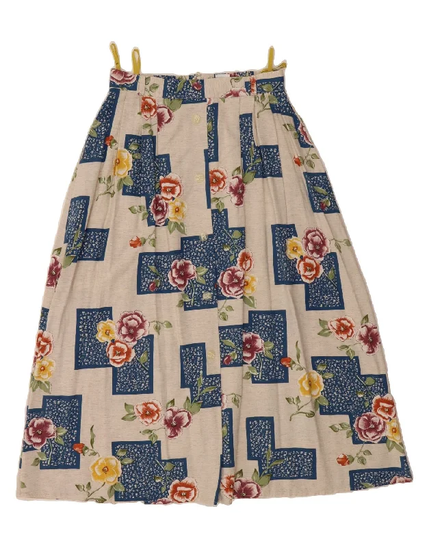 C&A Womens A-Line Skirt EU 40 Medium W28  Grey Floral Viscose leather skirt sleek
