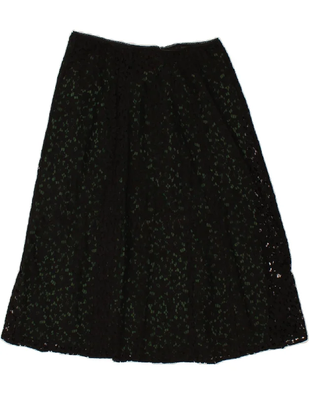 VINTAGE Womens A-Line Skirt W28 Medium Black Floral mini skirt trendy