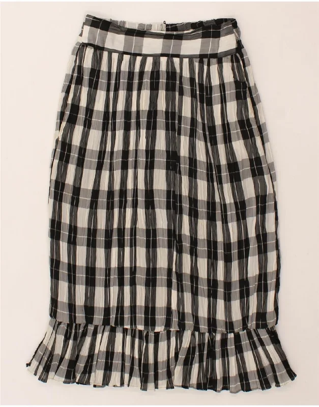 VINTAGE Womens Trumpet Skirt Small W26 Black Check Acetate summer skirt style