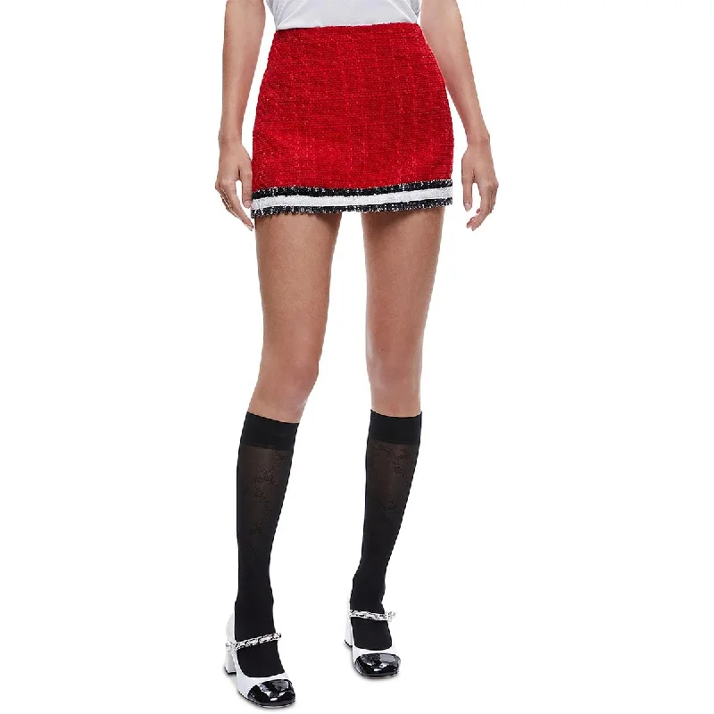 Womens Lined Tweed Mini Skirt lace skirt feminine