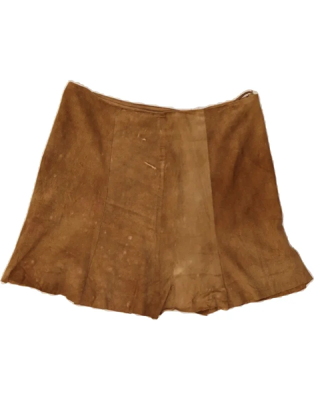 VINTAGE Womens Suede A-Line Skirt W32 Large Brown lace skirt intricate
