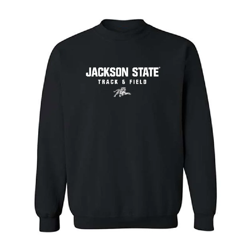 Jackson State - NCAA Women's Track & Field : Derriana Moss - Crewneck Sweatshirt Hoodie with Slit Hem Functional Movement