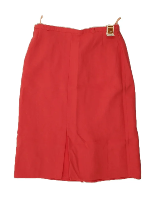 ST. BERNARD Womens High Waist A-Line Skirt UK 18 XL W30 Red Polyester button skirt front