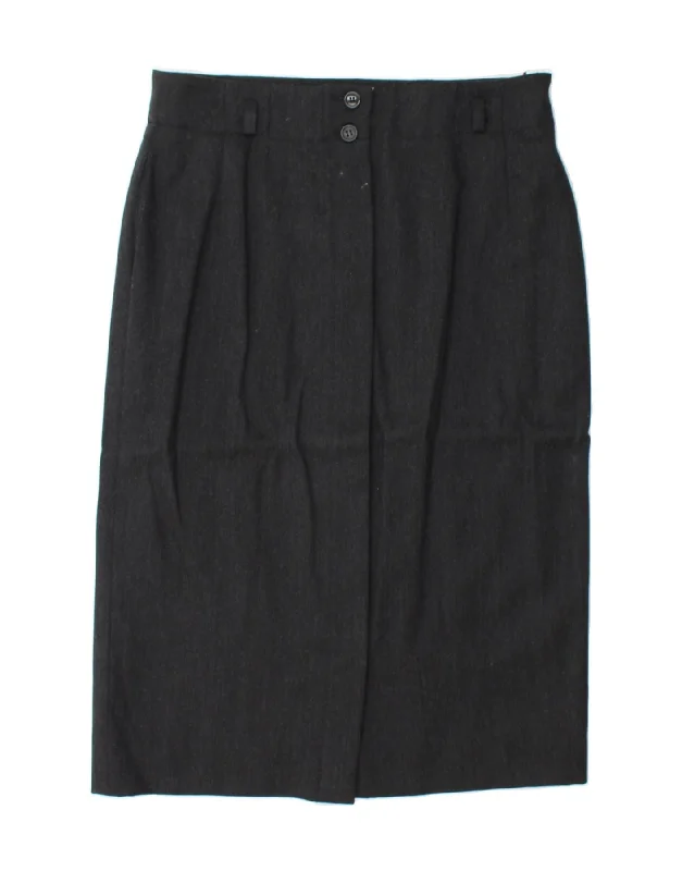 MARELLA Womens Straight Skirt US 14 XL W34 Black Lambswool linen skirt natural