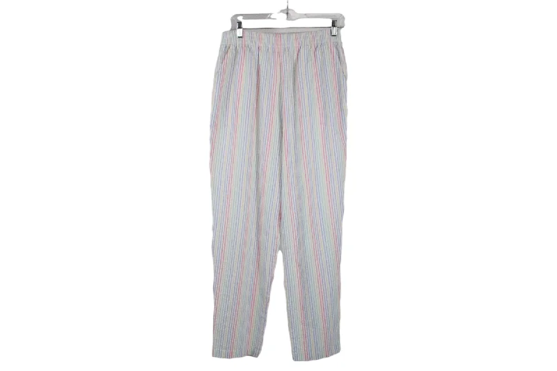 Cape Cod Sportswear White Pastel Striped Pant | L Trendy Palazzo Pants