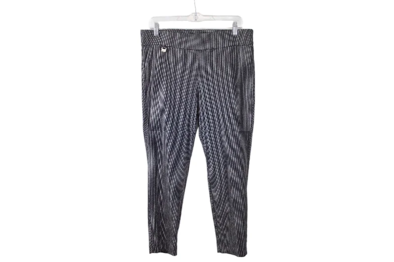 Zoe & Phoebe Black Patterned Pants | L Petite Relaxed Casual Leggings