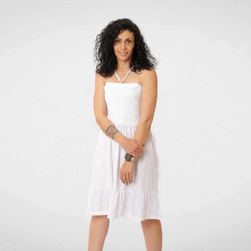 Women Cotton Dress - White Tunics Running lightweight