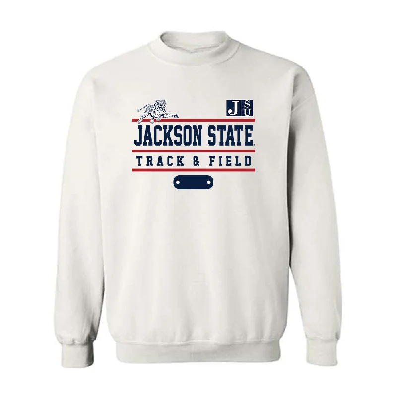 Jackson State - NCAA Women's Track & Field : Artajia Richardson - Classic Fashion Shersey Crewneck Sweatshirt Hoodie with Frayed Bohemian Relaxed