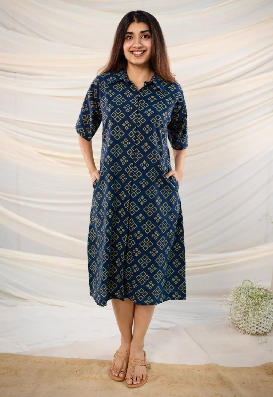 Hruta Ajrakh Cotton Dress Tunics Fashionable chic